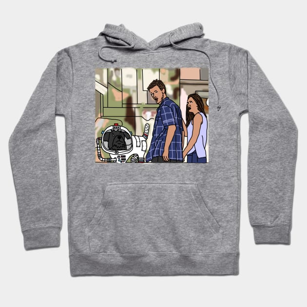 Space Dog Distracted Boyfriend Meme Hoodie by ellenhenryart